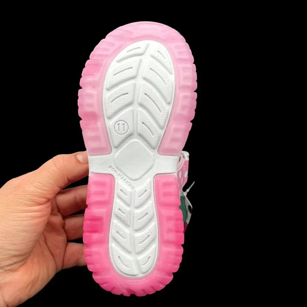 Disney Minnie Mouse Little‎ Girls Light Up Sandals Size 11 Pink Strappy Open Toe
